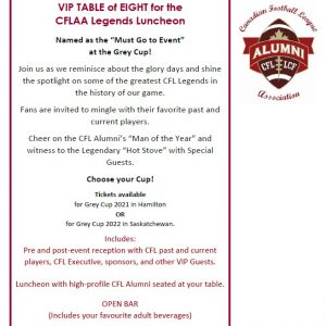 CFLAA Legends Luncheon VIP Table of Eight